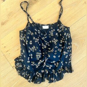 Abound Navy Floral Camisole with Ruffle Hem